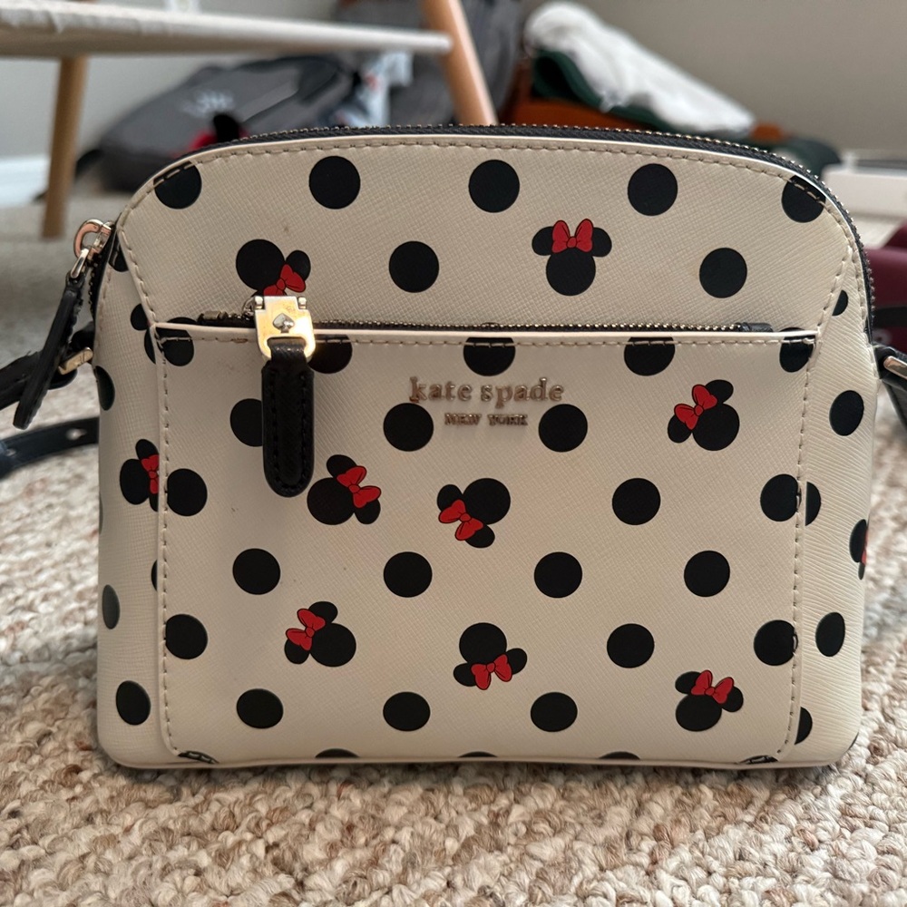 Kate Spade Cream and Black Minnie Mouse Crossbody Bag